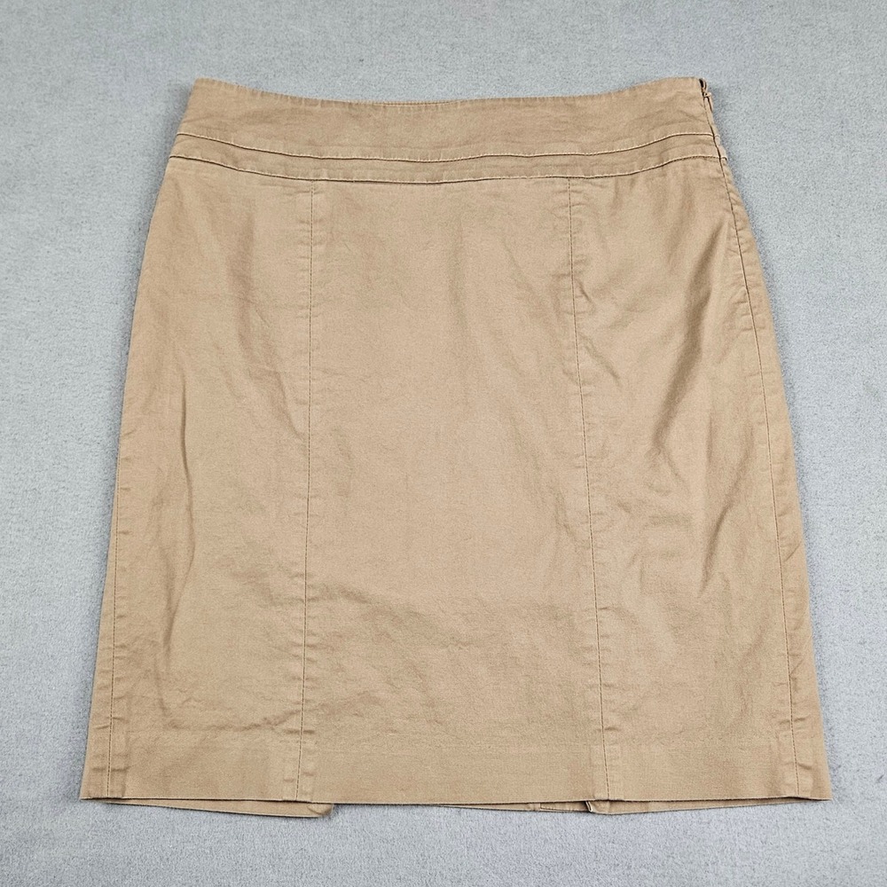 Ann Taylor LOFT Pencil Skirt Size 4P Petites Knee Length Tan Khaki Cotton Blend